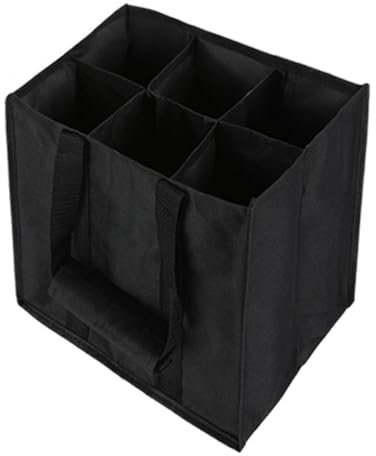 Afurl Flaschentasche 6 Flaschen, Wiederverwendbare Flaschenträger Filz, Weinbeutel mit Trenner Falten, Filzweinlagerungstasche Tragbare Wein Halter Bier Flasche für Reise Picknick