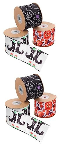 STOBOK 6rollen Halloween Dekorationsband Draht Gebundene Geschenkbänder Für Bastelprojekte Für Partys Und Geschenkverpackungen