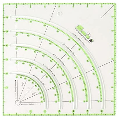 Quilt-Kreisschneider-Lineal, Acryl-Lineal zum Schneiden von Stoff, Quilt-Lineale zum Quilten, Nähzubehör, multifunktionales Lineal zum Nähen, Stoff-Lineal, Kurvenlineal,
