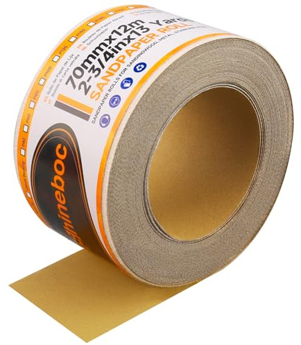 Shineboc Körnung 120 Netz Schleifpapier Rolle Klett, 70 mm x 12 m, Kollokation mit 70mm Breites Handschleifer, Schleifgitter für Holz, Metall, Wand
