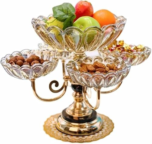 haohang Multi-layer Fruit Basket, Rotatable European Crystal Glass Fruit Tray, Fruit Bowl, Suitable For Home Living Room Tea Table Decoration