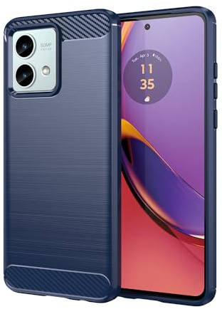 owlhold Funda para Motorola Moto G84 5G, Texturas cepilladas y de Fibra Carbono Carcasa, Ultrafina TPU Suave Militar Protector Capa Antigolpes, Anti-Raspaduras, Antideslizante Case, Azul