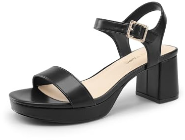 DREAM PAIRS Women's Platform Heels Block Chunky Open Toe Ankle Strap Heel Fashion Wedding Party Dress Sandals Shoes,Size 5,Black,DWUMHS2507