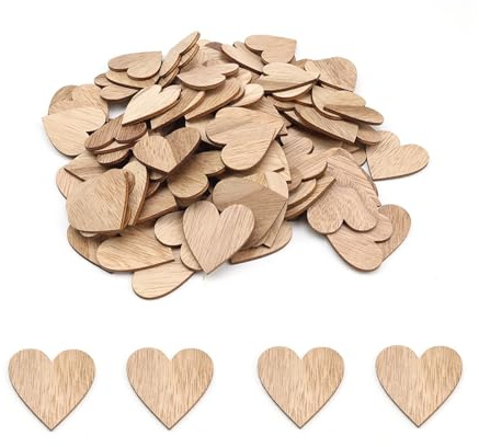 YFaith 40 mm Holzherzen zum Beschriften, 100 Stück Herz aus Holz, Blanko Herz Holz Vintage Deko, Naturholzscheiben Beschreibbar Holzherzen Hochzeit Tischdeko, für Valentinstag Geburtstage Weihnachten