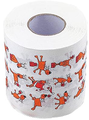 Papier toilette à motif de Noël – Rouleau de serviettes à motif de renne | Papier toilette Père Noël | Rouleaux de papier toilette sur le thème de Noël pour restaurant, table à manger, maison,
