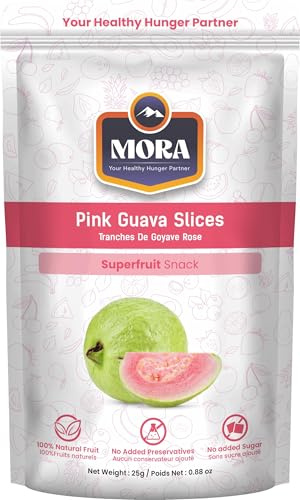 Mora Premium Dried Pink Guava SuperFruit Slices, All Natural Real Fruit High Fiber & Vitamin C Healthy Snacks for Kids & Adults, No Additives/Flavor/Color/Preservatives/Sugar, Non-GMO, Vegan, Gluten Free, Emergency Food Supply for Hiking, Adventure, Camping & Baking (Pink Guava)