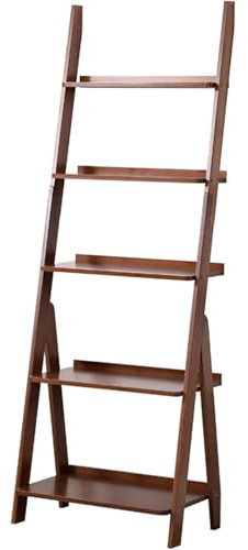 Scaffale a scala a 5 ripiani, con telaio in legno, decorazione per libreria, scaffale per piante per casa e ufficio, marrone