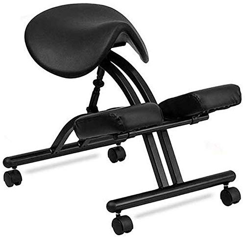 Ergonomischer Kniestuhl mit Sattelsitz, verstellbarer Rollsattelhocker mit doppelten Vinyl-Knieauflagen für Home Office, verbessert die Körperhaltung