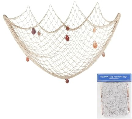 Fischernetz Deko,Fischnetz Dekoration mit Muscheln Dekoratives Fischernetz Baumwollseil Fotowand Wand Deko im Mittelmeerstil für Fotowände,Zuhause,Partys und Hochzeiten(1M x 2M Fish Net Décor Blue
