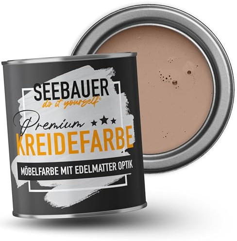 SEEBAUER diy Kreidefarbe für Möbel Braun 375ml für Innen (No. 609 Hazel Eyes) Möbelfarbe ohne Schleifen - Holzfarbe extra matt - Holzlack, Möbellack hohe Deckkraft