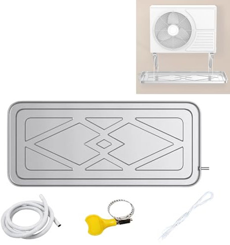 Bandeja De Desagüe De Acero Inoxidable Para Aires Acondicionados, Recipiente Del Evaporador Con Tubo De Drenaje Y Abrazadera, Depósitos Recolectores De Agua Para Bombas De Calor Interior/exterior(400C