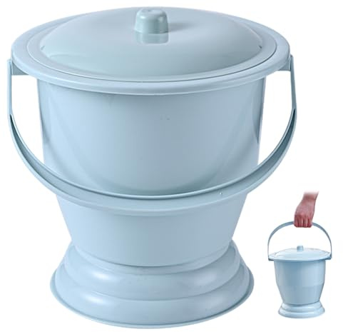 Veesper Chamber Pot with Lid and Handle, Portable Commode Urinal Bucket for Bedside Use, Strong Plastic Pee Pot for Women, Elderly, Pregnant and Children