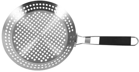 Hemobllo Poêle à Griller Ronde en Acier Inoxydable Revêtement Antiadhésif et Poignée en Bois, Plateau Barbecue Portable pour Camping et Pique-niques
