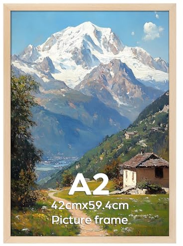 EYMPEU Cornice A2 Color Legno Naturale, Texture Calda, Cornice da Parete in Alluminio, 1 Pezzo