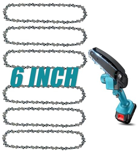 6 Inch Chainsaw Chain, 6 Pieces Replacement Chains for All 6-inch Cordless Electric Portable Mini Chainsaws, Durable Carbon 6Inch Chainsaw Chains for Pruning Shears and Wood Cutting