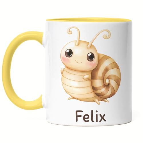 Kiddle-Design Kindertasse mit Namen Personalisiert, Personalisierte Tasse Kinder mit Elefant, Namenstasse Elefanttasse, Kinderbecher als Geschenk zur Geburt, Taufe Weihnachten - Tasse Weiß