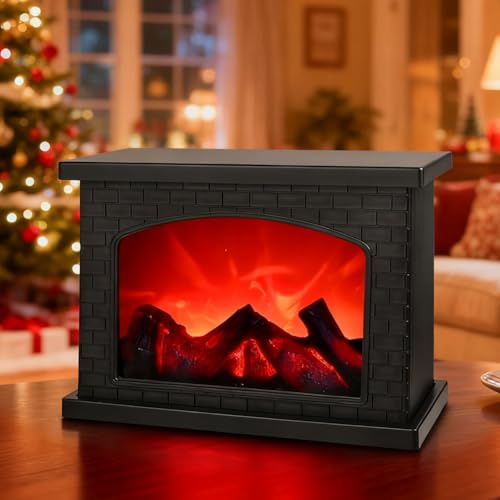 DASIAUTOEM Chimenea LED decorativa, chimenea de mesa con cámaras de combustión, chimeneas eléctricas con efecto llama, USB, simulación de chimenea, chimenea de mesa, adorno para el hogar