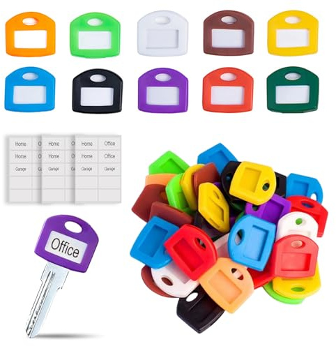 Feegela Fundas para Llaves Cuadradas con Etiquetas, 30 Piezas, 10 Colores