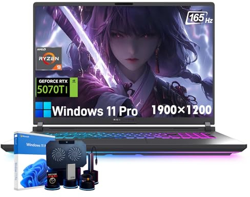 ASUS ROG Strix G16 Ordinateur portable de jeu – NVIDIA GeForce RTX 5070 Ti, écran WUXGA de 16 po 165 Hz, AMD Ryzen 9 8940HX (jusqu'à 5,3 GHz), WiFi 6E, KB rétroéclairé RVB, Win11 Pro, 64 Go de RAM