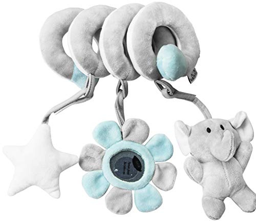 Activity Spirale Baby, Babyschale Spielzeug, Spielbogen Kinderwagen, Ferkel, Kaninchen, Elefant, Kleiner BäR PlüSch Spirale Mit TieranhäNger FüR Babys Kleinkindern Ab 0+ Monaten (40cm,Elefant)