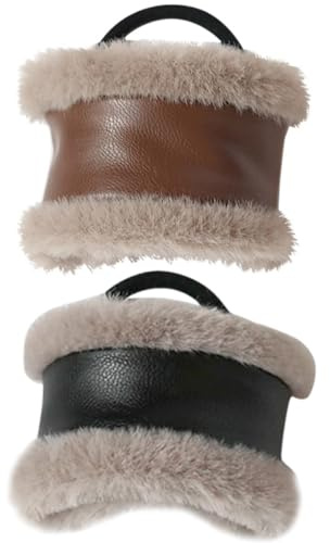 Homoyoyo 2stücke Leder Haarschmuck Pferdeschwanz Haargummis aus Leder Haarringe für Damen Dicke Haargummis für Pferdeschwänze Plüschhaarbänder für Feines Haar Elastisch und Robust Vintage