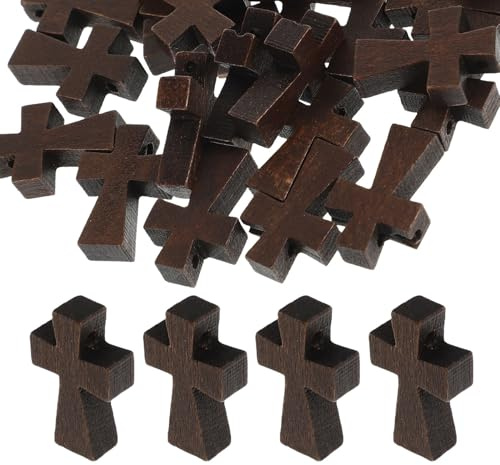 GARIOUANS 100 Piezas Mini Crucifijos de Madera para Hacer Joyas Collares y Pulseras Colgantes Pequeños de Fe y Accesorios Artesanales Religiosos
