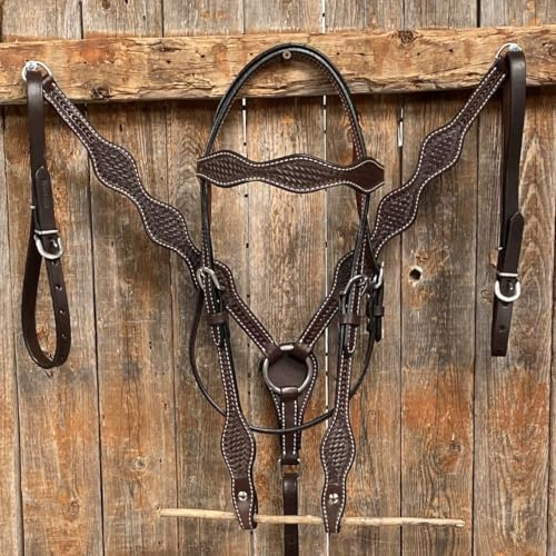EQUIEMPRESS Western-Leder-Set mit handgefertigtem Kopfstück und Vorderzeug mit Zügeln. /Size-Full,Cob,Pony AM-36 (COB)