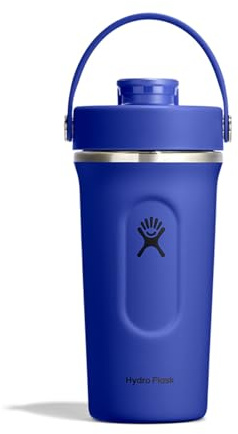 Hydro Flask - Insulated Stainless Steel Shaker Bottle 710 ml (24 oz) | Auslaufsicherer Flip Chug Trinkverschluss – Für Proteinshakes & Supplements – Mixball – Kalt 24 Std. – Capri Blue