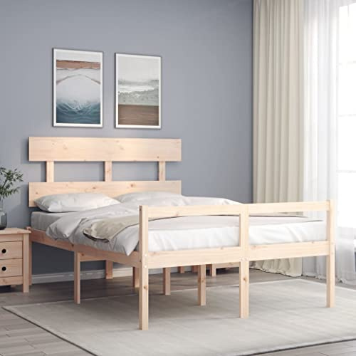 Owoxanthellate Seniorenbett Massivholz 45 cm Sitzhöhe Holzbett 140x190 cm Kiefer Bettkasten Stauraum 195,5x145,5x81 cm für Schlafzimmer und Pflegeheim