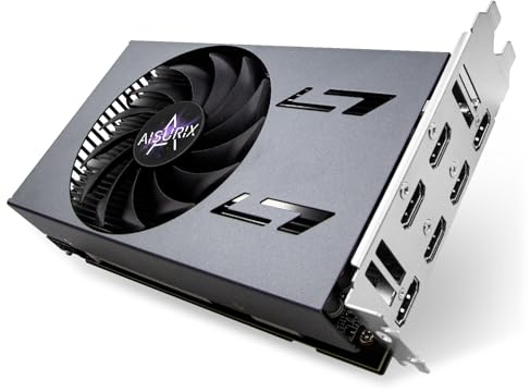 Kelinx Aisurix RX 580 - Tarjeta gráfica de 8 GB GDDR5 GPU 6X HDMI, 6 pantallas independientes, configuración de múltiples monitores, tarjeta de video DDR5 de 256 bits para computadora, PC, ITX, ranura