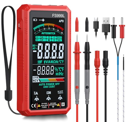 ALLmeter Digital Multimeter,6000 Count True RMS Smart Rechargeable Meter | 5 Colour LCD,Auto Range,NCV,Live Wire,Temperature,Capacitance,Frequency,for Home & Automotive