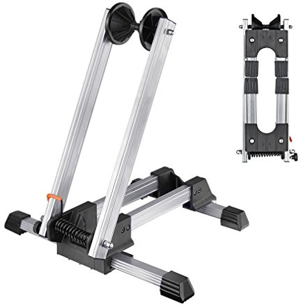 Jolitac Alu Fahrradständer Hinterradständer Fahrradhalter Fahrrad Halterung Ständer Ausstellungsständer Fahrradparksystem Boden (Silber)