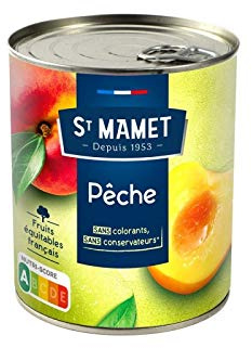 ST MAMET Pêches Au Sirop 475G - Fruits juteux et sucrés en conserve - Idéal pour les desserts et les collations - Format pratique 475g. - Lot De 4 - Vendu Par Lot