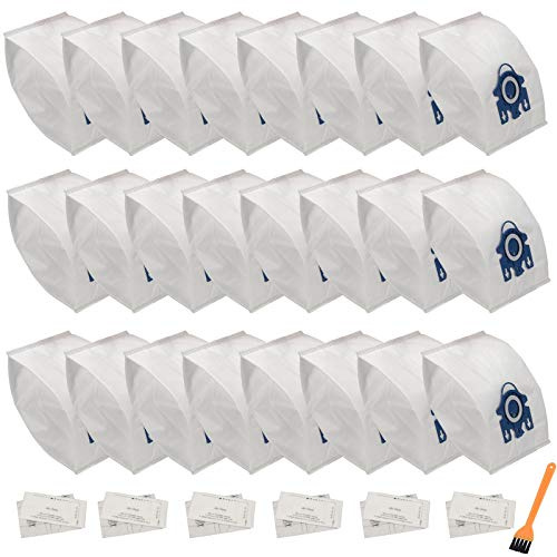 LANROON 24 Pack GN Bags Compatible with Miele Bags Classic C1 Complete C1 Complete C2 Complete C3 S227/S240 S270 S400 S2 S5 S8 Series Canister Vacuum（24 Bags & 6 Filters & 1 Brush）