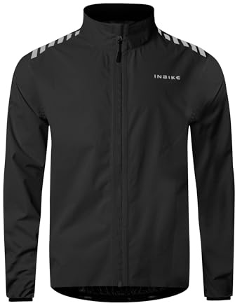 INBIKE Chaqueta Impermeable con 10000 mmH₂O, Cortaviento Ligero Waterproof y Reflectantes para Running, Ciclismo y Deportes Al Aire Libre WB005