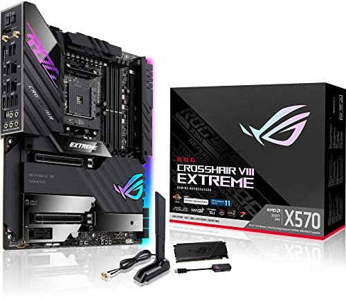 ASUS ROG Crosshair VIII Extreme AMD AM4 X570/X570S EATX Gaming Scheda madre (PCIe 4.0, raffreddamento PCH passivo, slot 5X M.2, Wi-Fi 6E, OLED da 2, connettore USB per pannello frontale, 10 GB e 2,5