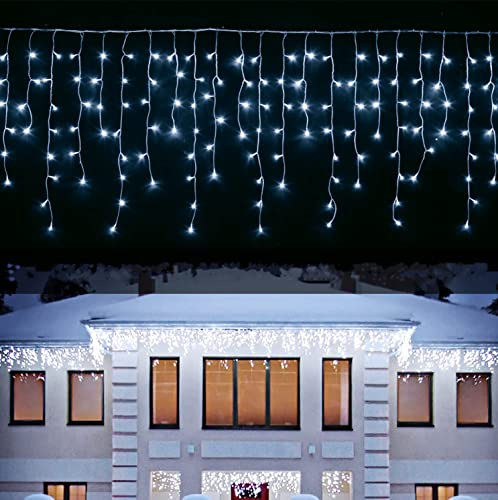 interGo Lichterkette Eisregen Außen, 15m 600er LED Lichtervorhang LED mit Timer, IP44 wasserdicht 8 Modi für Innen Außen Weihnachten, Schlafzimmer, Party, Hochzeit, Balkon, Garten Deko