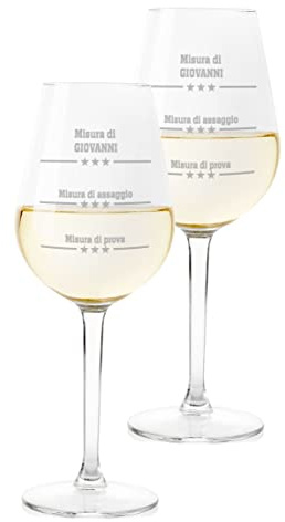 Colorfamily Set di Calici da Vino 50 cl 2 pezzi PERSONALIZZABILI CON NOME con incisione Misura dosaggio Vino 50 cl divertente idea regalo Natale Compleanno anniversario