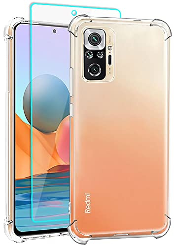 Funda Xiaomi Redmi Note 10 Pro, Funda Redmi Note 10 Pro Samsung con HD Protector Pantalla, Transparente Suave Anti-Choque TPU Anti-arañazos Silicona para Xiaomi Redmi Note 10 Pro