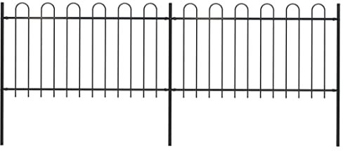 Beetzaun Metall Gartenzaun Zaun mit Bügel-Design, Zaunelementen Gartenzäune Dekorative Klein Stahl Zaun Schmuckzaun Stahlzaun Gitterzaun Zaunfeld, 3,4 x 1 m Schwarz