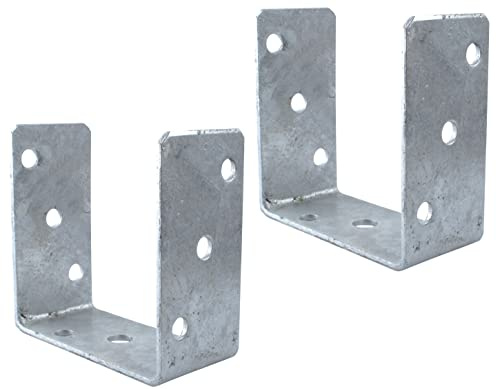 AERZETIX - C58623 - Satz mit 2 Sockeln stützen sockel pfostenträger förmig U 120x125x60mm zum befestigen in beton - aus stahl S235 - farbe silber