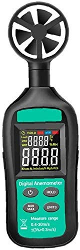 JJJ Thermomètre de Vitesse du Vent, thermomètre à Vent de Flux d'air, mètre de Vitesse du Vent GN-301 Digital anémomètre numérique Noir