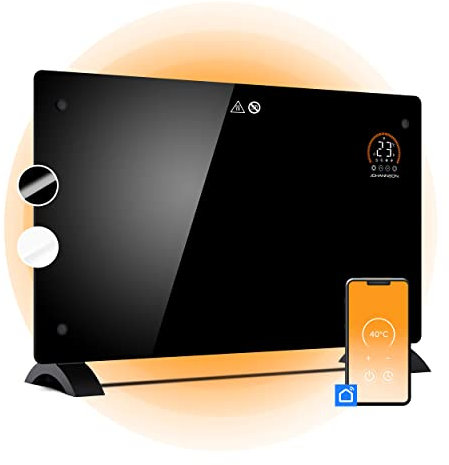 Johannson Elektroheizung mit Thermostat Aurora | Smart Home Heizung | Heizung elektrisch energiesparend | Elektroheizkörper | Konvektor Heizung 2000W | leiser als Heizlüfter