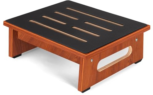 One Step Stool for Adults Seniors with Non-Slip Rubber Stepping Surface, Heavy Duty Wooden Step Stool with 450 LBS Capacity Bed Steps for High Beds, Bathroom, Bedroom, Kitchen & Kids Bedside Support