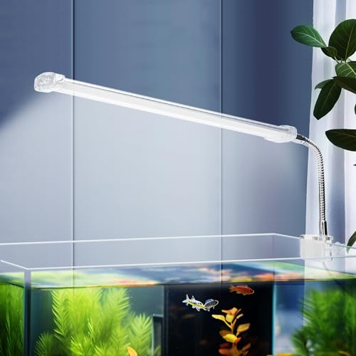Nobleza - LED Aquarium Licht, Clip-on Aquarium Lampe, Fische Tank Beleuchtung Aufsetzleuchte für Aquarium, Zisternen (8W 30CM, weiß)