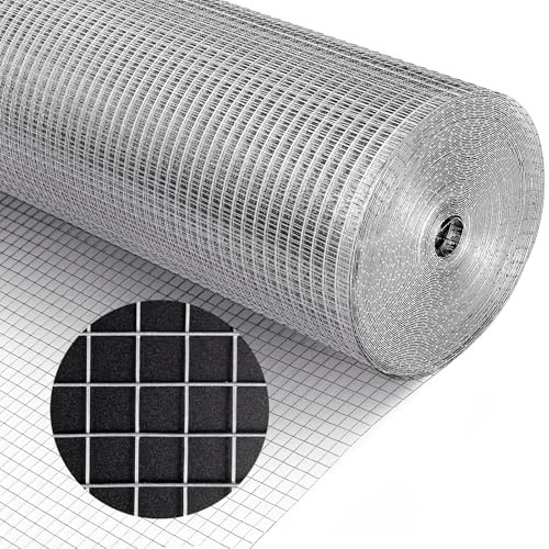 KANERS1/2 inch Hardware Cloth 48inchx100ft 19 Gauge, Galvanized Welded Wire Fencing Chicken Wire Mesh Plant Supports Poultry Roll Cage Wire Netting