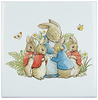 Fabulous Carreau Céramique Décoratif 15,2 x 15,2 cm - Petter Rabbit Et Sa Maman Illustration Enfant Beatrice Potter