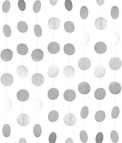 sourcing map Lot de 8 guirlandes à pois ronds argentés de 4 m pour décorations de fête de mariage, d'anniversaire