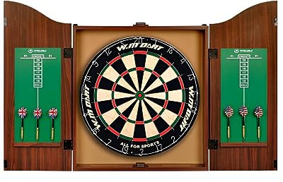 Dartscheiben-Schrank-Set, 45,7 cm großes professionelles Dartscheiben-Set mit 6 Dartspitzen, Sisal-Dartscheibe mit beweglichem Zahlenkreis für Heimunterhaltung, Familienspielzimmer, Bars, Clubs B