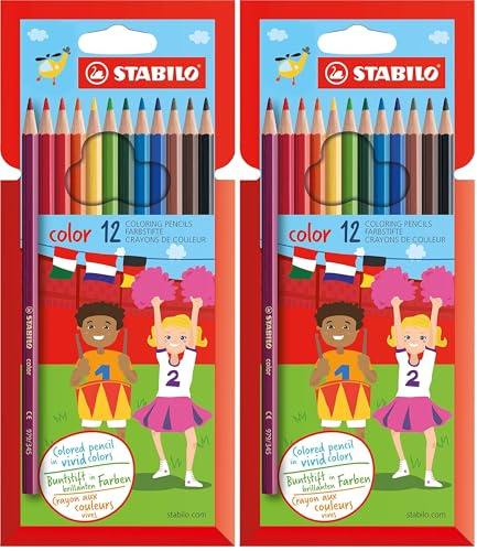 STABILO Etui de 12 Crayons de couleur COLOR Assortis (Lot de 2)